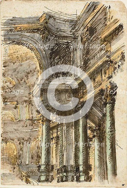 Architectural Fantasy (recto); Architectural Details (verso), n.d. Creator: Mauro Antonio Tesi.