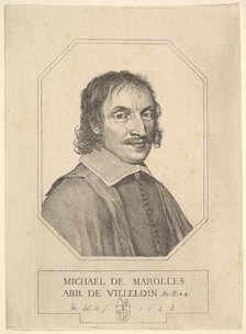 Portrait of Michel de Marolles, 1648. Creator: Claude Mellan.