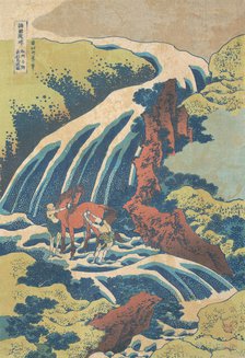 The Waterfall Where Yoshitsune Washed His Horse at Yoshino in Yamato Province (Washu Y..., ca. 1832. Creator: Hokusai.
