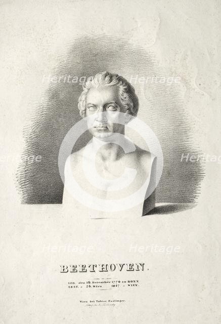 Bust of Ludwig van Beethoven. Creator: Joseph Kriehuber (German, 1800-1876).