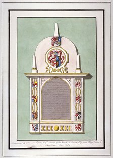 Monument to Edmund Tilney, St Leonard's Church, Streatham, London, c1800.  Artist: Anon
