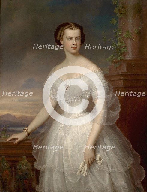 Portrait of Elisabeth of Bavaria. Artist: Schrotzberg, Franz (1811-1889)