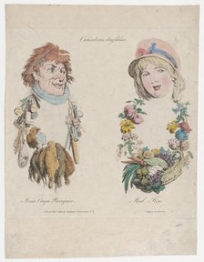Caricatures Anglaises: Monsieur Craque Perruquier et Mademoiselle Flore, afte..., after August 1800. Creator: Anon.