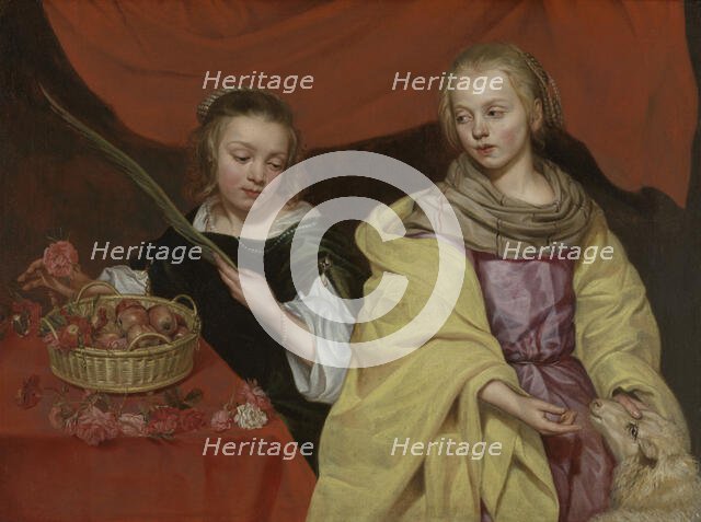 Two Girls as Saint Agnes and Saint Dorothy. Creator: Michaelina Woutiers.