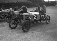 GN, AV and Deemster racing cars at the JCC 200 Mile Race, Brooklands, Surrey, 1921. Artist: Bill Brunell.