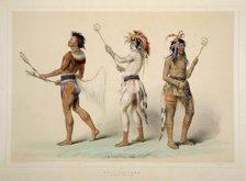 Ball Players, pub. 1845 (colour lithograph). Creator: George Catlin (1796 - 1872).