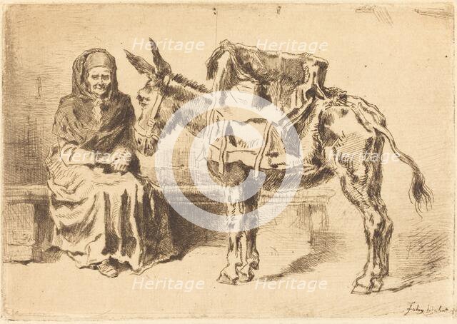 Cacoletière Assise (Seated Woman and Ass), 1875. Creator: Felix Hilaire Buhot.