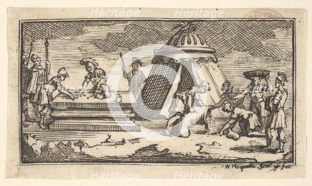Issued Barley Instead of Wheat [first version] (John Beaver, Roman Military Punishme..., after 1725. Creator: William Hogarth.