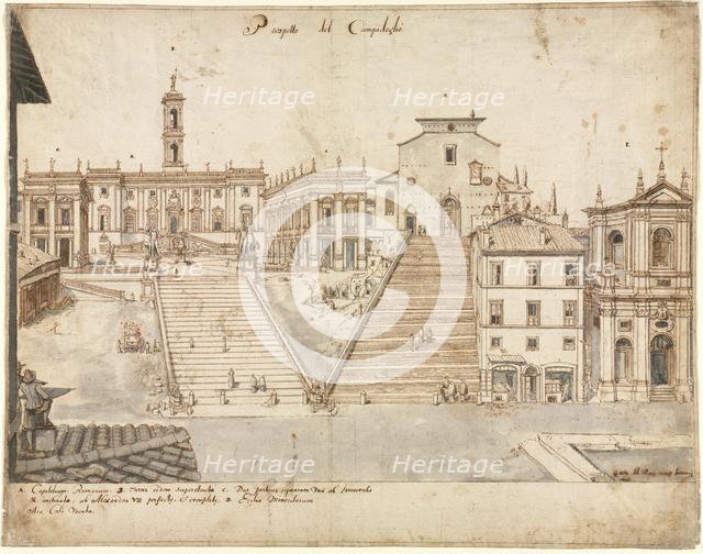 Eighteen Views of Rome: The Campidoglio, 1665. Creator: Lievin Cruyl (Flemish, c. 1640-c. 1720).