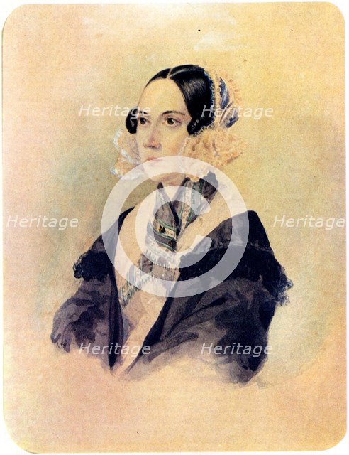 Portrait of Decembrist Baroness Anna von Rosen (1797-1883), 1832. Artist: Bestuzhev, Nikolai Alexandrovich (1791-1855)