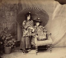 Lorina and Alice Liddell in Chinese Dress, 1860. Creator: Lewis Carroll.