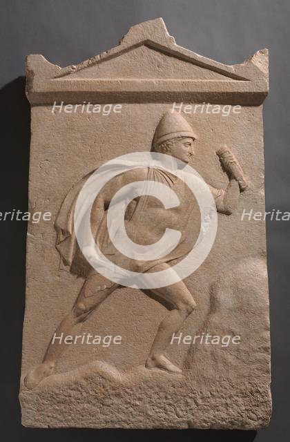 Grave Stele of a Warrior, c. 390 BC. Creator: Unknown.