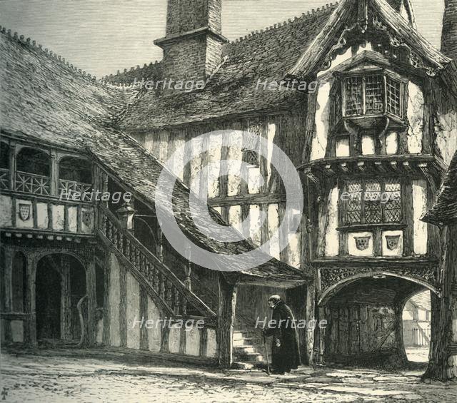 'Courtyard of Leicester's Hospital', c1870.