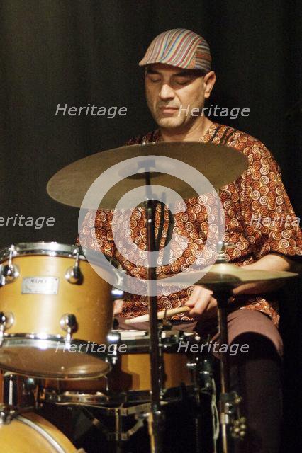 Elias Kacomandis, Carmen Souza's Silver Messengers, Verdict Jazz Club, Brighton East Sussex, 2019. Creator: Brian O'Connor.