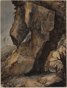 Mountain Scene with Crag and Soldiers, c1849. Creator: George Loring Brown.