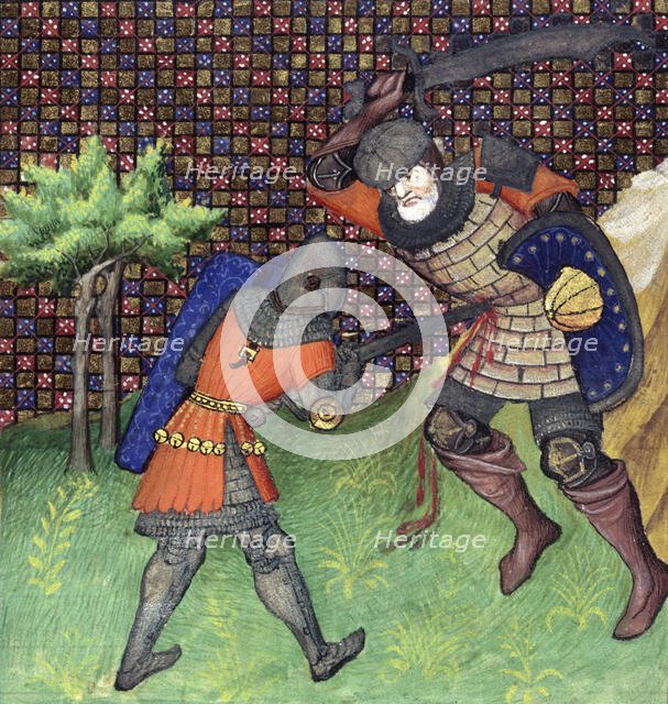Two knights fighting, c1415. Creator: Unknown.