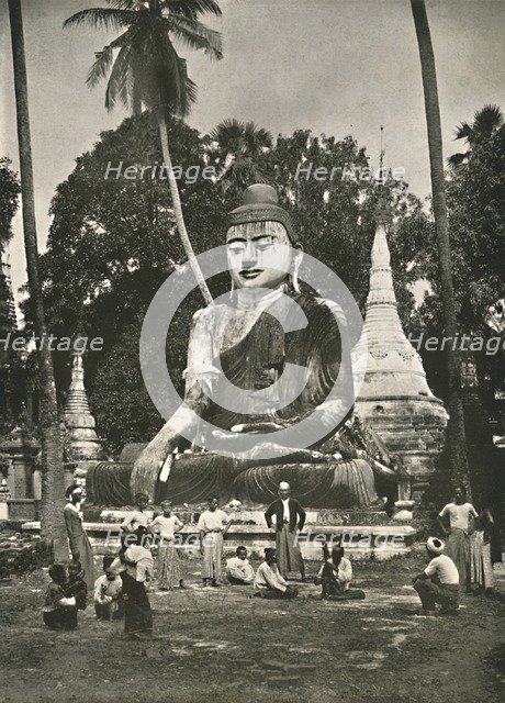 'Large Figure of Buddha on Shwe Dagon Platform, Rangoon', 1900. Creator: Unknown.