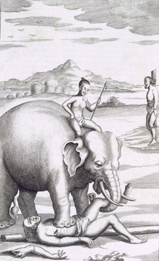 An execution by an elephant, pub. 1681. Creator: Robert Knox (1641-1720).