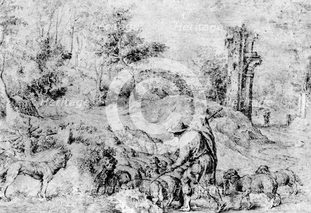 'Landscape with Shepherd and Flock', c1520, (1937). Artist: Titian