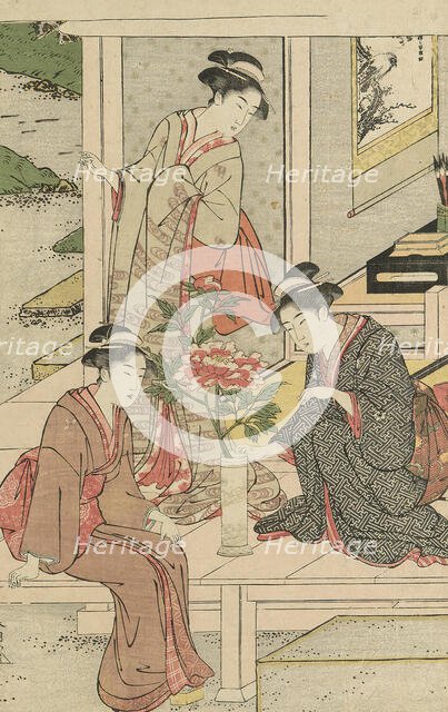 Women Admiring Peonies, c. 1789/1801. Creator: Katsukawa Shuncho.