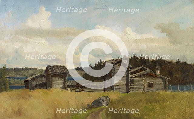 Farm with outbuildings, exercise. Creator: Hjalmar Munsterhjelm.