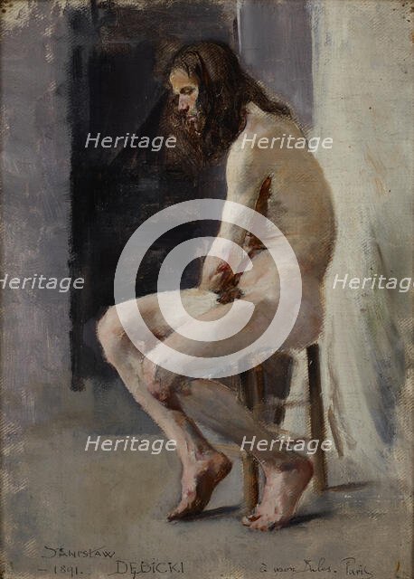 Male Nude, 1891. Creator: Stanislaw Debicki.