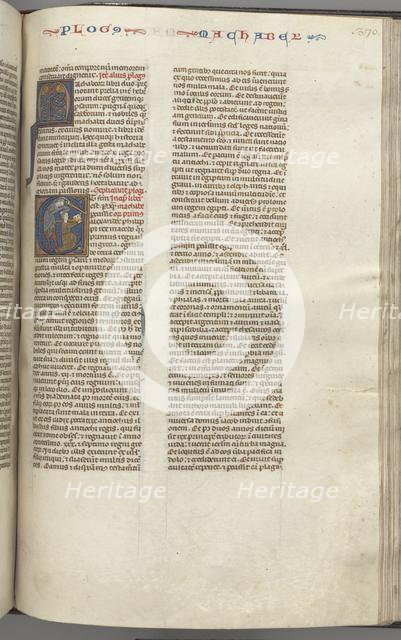 Fol. 370r, Maccabees I, historiated initial E, Mathathias slaying the idolatrous Jew, c. 1275-1300. Creator: Unknown.