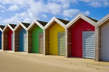 Row of different coloured beach huts, Blyth, Northumberland, 2010. Artist: Historic England Staff Photographer.