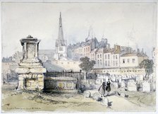 View of Bunhill Row from Bunhill Fields, Finsbury, Islington, London, c1860.             Artist: Thomas Colman Dibdin