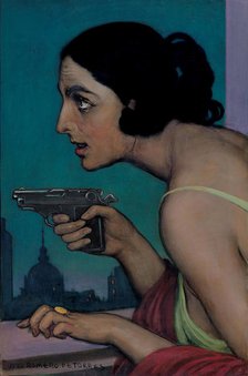 Woman With Gun, 1925. Creator: Romero de Torres, Julio (1874-1930).