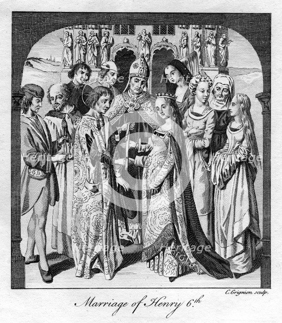 Marriage of Henry VI, 1445, (18th century).Artist: Charles Grignion