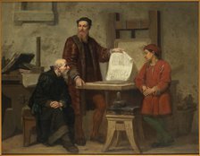 The invention of the art of printing (or Gutenberg at work), Mid of the 19th cen.. Creator: Seghers, Corneille (1814-1869).