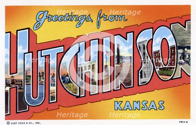 'Greetings from Hutchinson, Kansas', postcard, 1943. Artist: Unknown