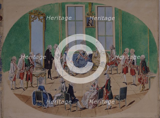 Grand Duke Pavel Petrovich and Grand Duchess Maria Fyodorovna in Vienna in 1782, 1782. Artist: Loeschenkohl, Johann Hieronymus (1753-1807)