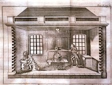 Oil press, etching, 1754.