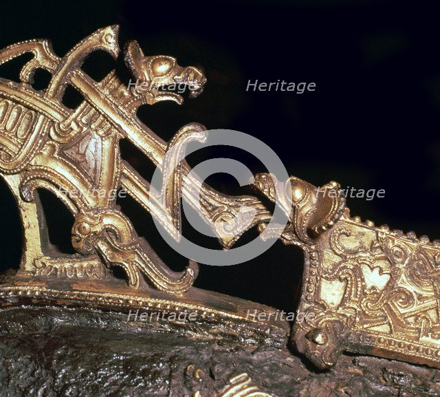 Detail of a viking neck-yoke for a pair of horses, 10th century. Artist: Unknown