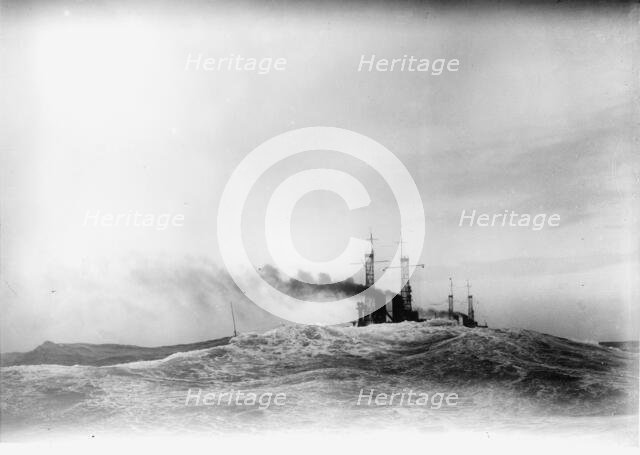 Navy, U.S. Battleships in Storm at Sea, 1913. Creator: Harris & Ewing.