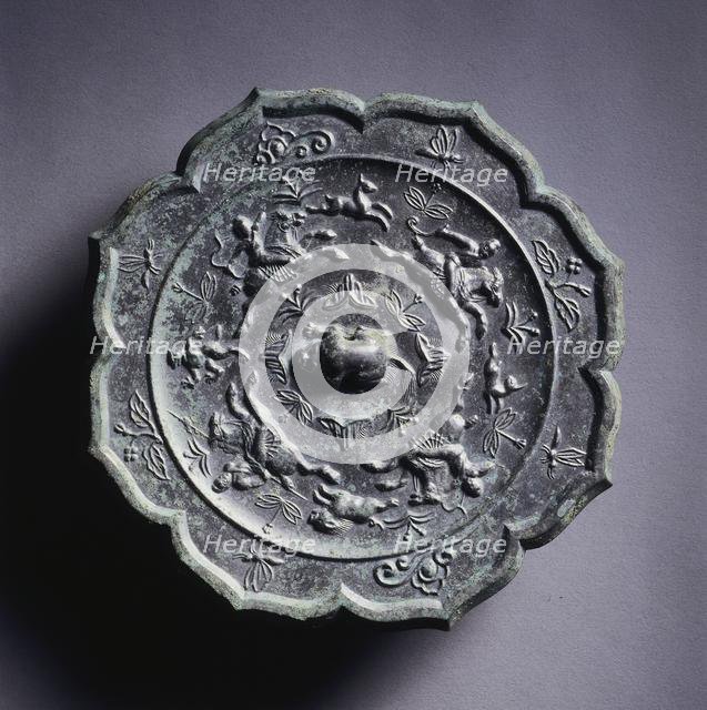 Octafoil Mirror with Hunters and Prey, late 7th-early 8th century. Creator: Unknown.