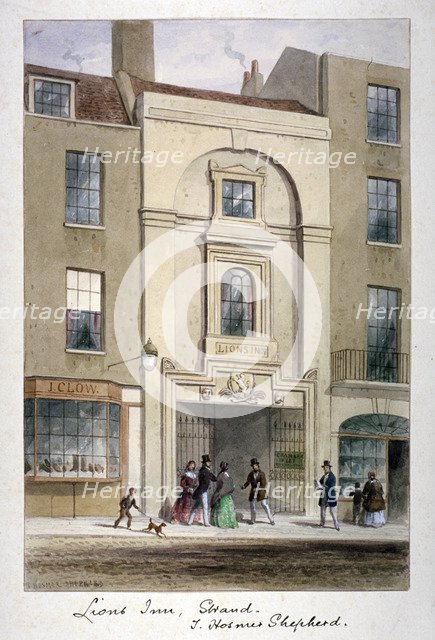 Lyon's Inn, Strand, Westminster, London, c1850. Artist: Thomas Hosmer Shepherd