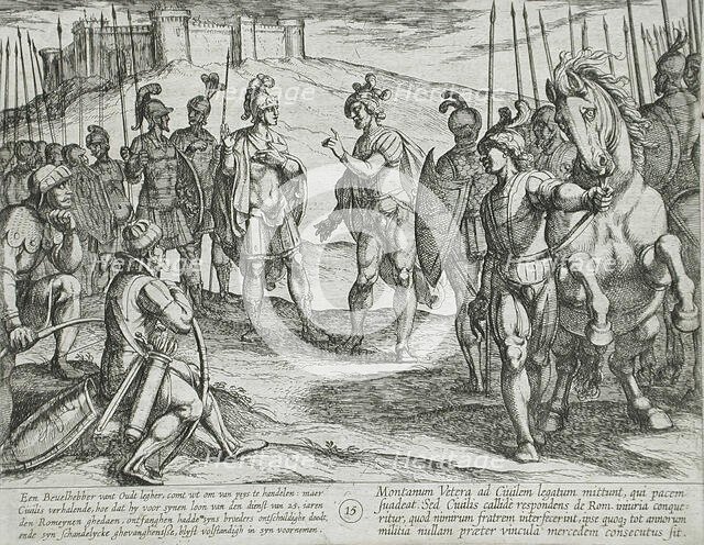 Civilis Treating with a Roman Commander, Publshed 1612. Creator: Antonio Tempesta.