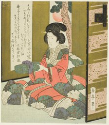 A Woman Holding a Letter Box, from the series "A Set of Seven for the Katsushika Club", c. 1825. Creator: Gakutei.