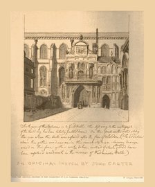 South View of the entrance into the Guildhall, c1669, (1886).  Artist: Unknown.