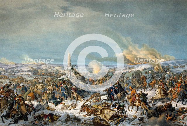 Crossing the Berezina River, Russia, 27 November 1812 (1844).  Artist: Peter Heinrich Lambert von Hess