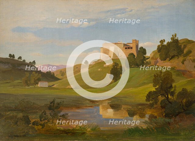 Italian Landscape with Wide Valley and Castle, c1842-1845. Creator: Eduard Wilhelm Pose.