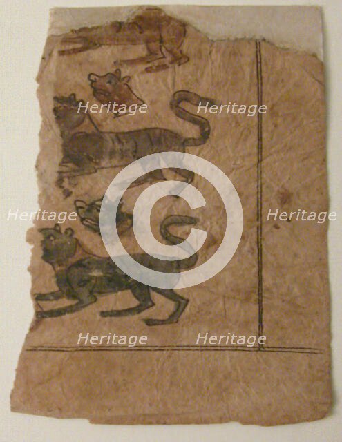 Rows of Animals Alternating with Cut-off Heads, Folio from a Manuscript, 11th-12th century. Creator: Unknown.