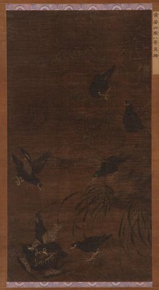 Eight Mynah Birds with Bamboo and Orchids, Ming dynasty, 16th century. Creator: Unknown.