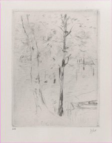 Landscape (Tree-trunks near a River), 1888. Creator: Berthe Morisot.