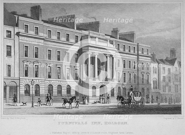 Furnival's Inn, City of London, 1828. Artist: W Henshall