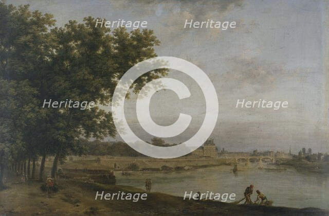 Tuileries and the Pont Royal, seen from Cours-la-Reine, 1783. Creator: Jean Baptiste Francois Genillion.