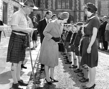 Queen Elizabeth II meeting cub scouts, St George's Day Parade, Windsor Castle, 1966. Artist: Unknown